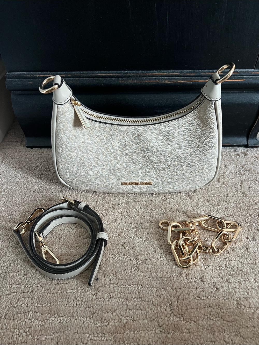 Michael Kors Cream Pebbled Leather logo Shoulder Bag and Crossbody